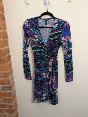 BCBGMaxAzria Adele Long Sleeve Wrap Dress Size XXS